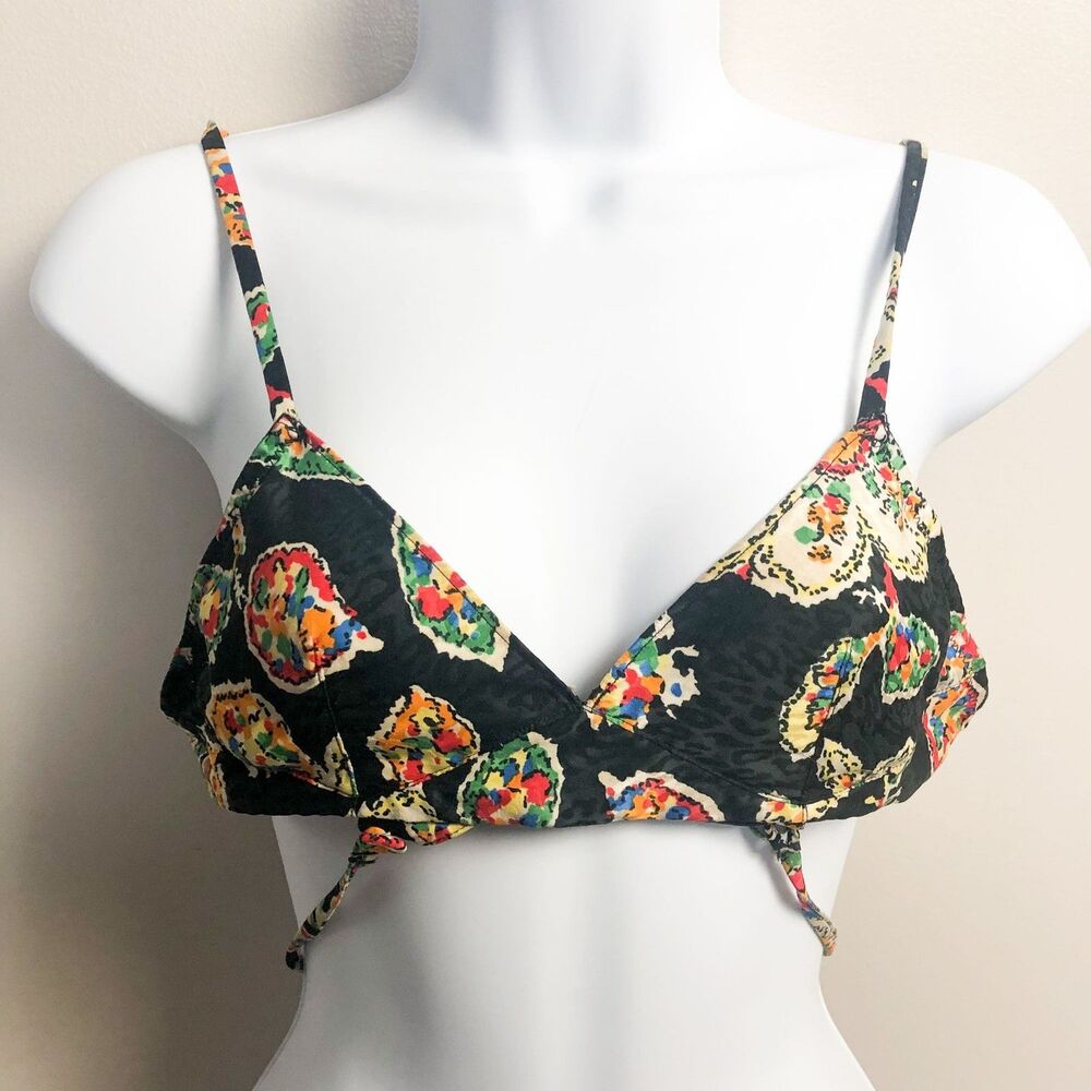 Princess Tam Tam Strappy Printed V Neck Bikini Top Small 32A